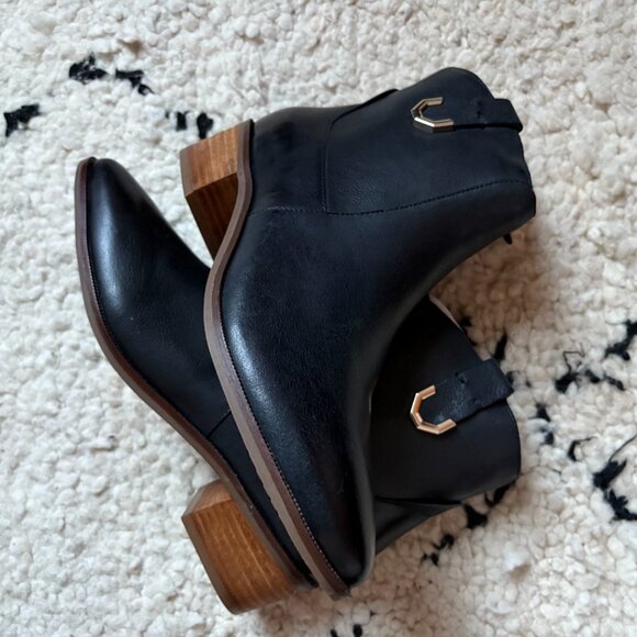 Cole Haan women's size 7.5B black leather Maci booties goth whimsigoth minimal - Picture 4 of 9